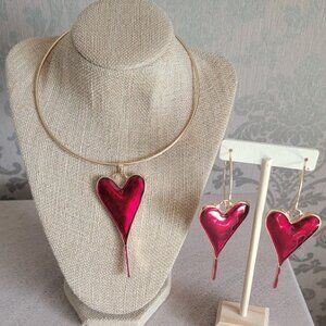 Choker/Necklace Red Heart Set